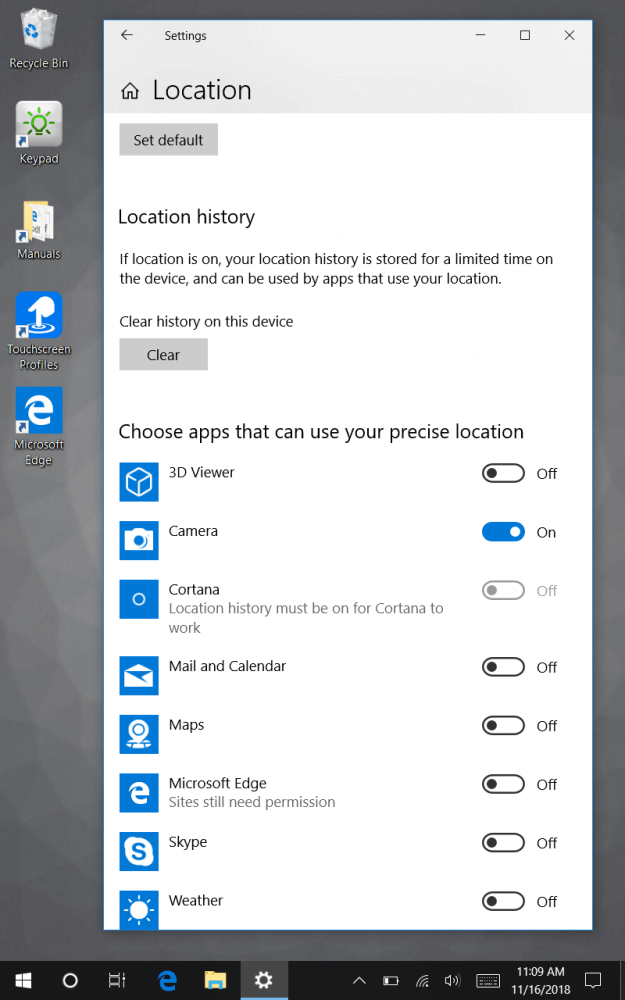 Location data activation for each application of geotagging