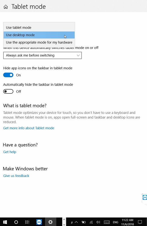Microsoft Tablet Mode