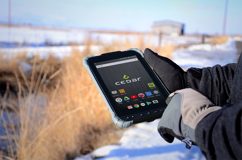 The Cedar CT8 Rugged Tablet running Android 8.1