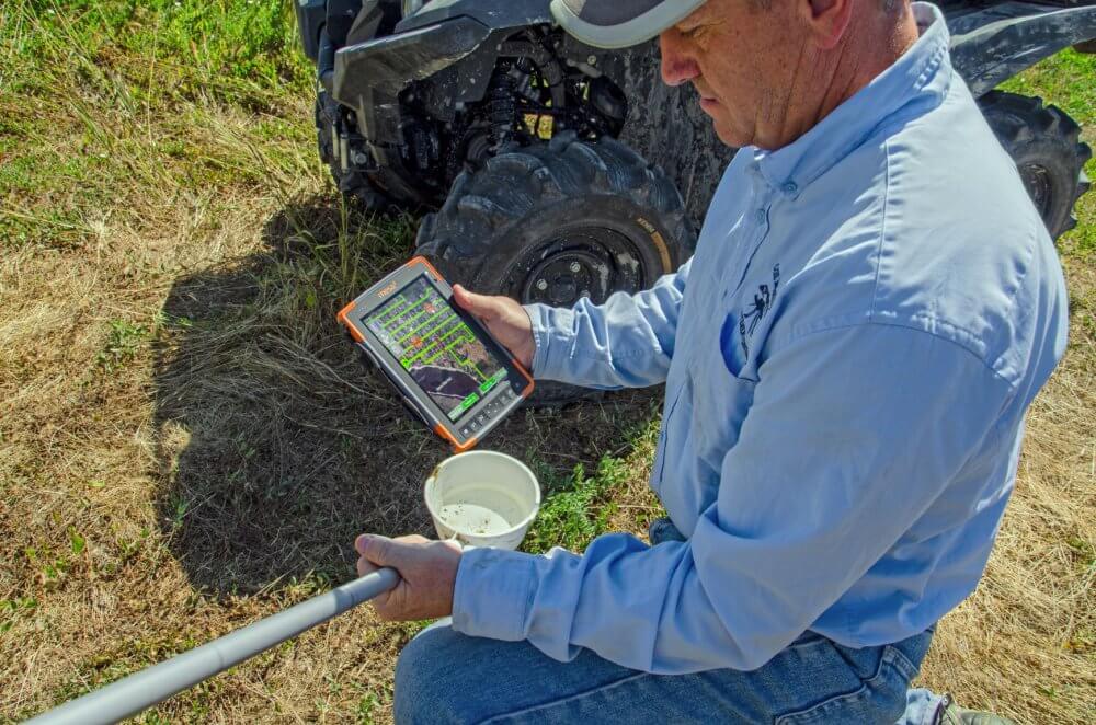 The Mesa Rugged Tablet being used to capture data in the bright conditions of the summer. 