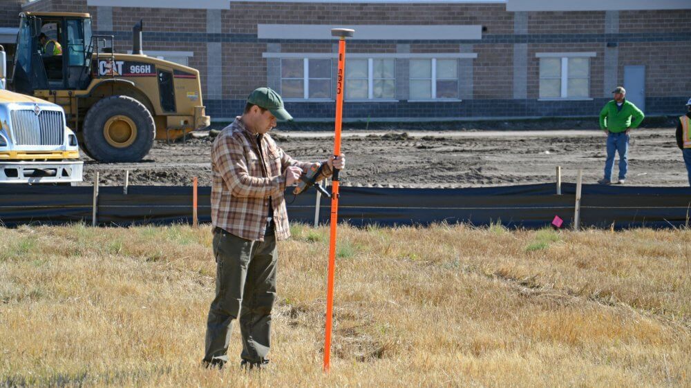 The Geode Sub-meter GPS receiver with the Mesa Rugged Tablet on a Construction site.