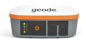 The Geode high-accuracy Bluetooth GPS receiver being displayed. 
