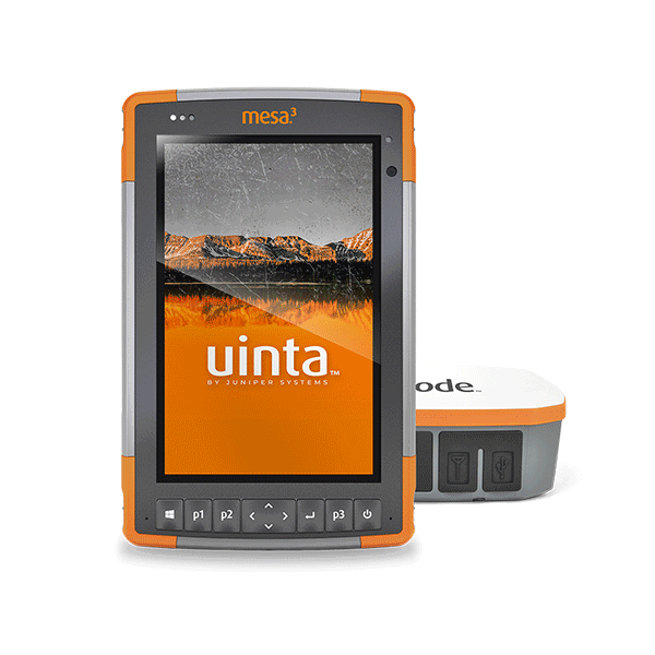 Uinta mapping solution displayed on the Mesa Rugged Tablet with the Geode sub-meter GPS receiver in the background.
