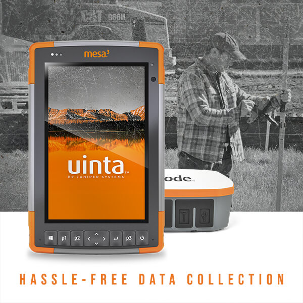 The Uinta Mapping and Data Collection Software running on the Mesa Rugged Tablet with the Geode sub-meter GPS receiver