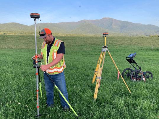 Tyler Button using the Mesa rugged tablet and Uinta mapping software for underground utility locating.
